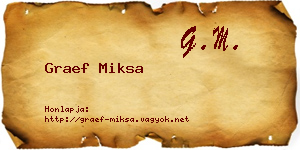 Graef Miksa névjegykártya